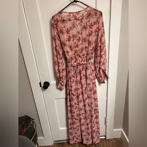 Maxi long sleeve sheer dress
